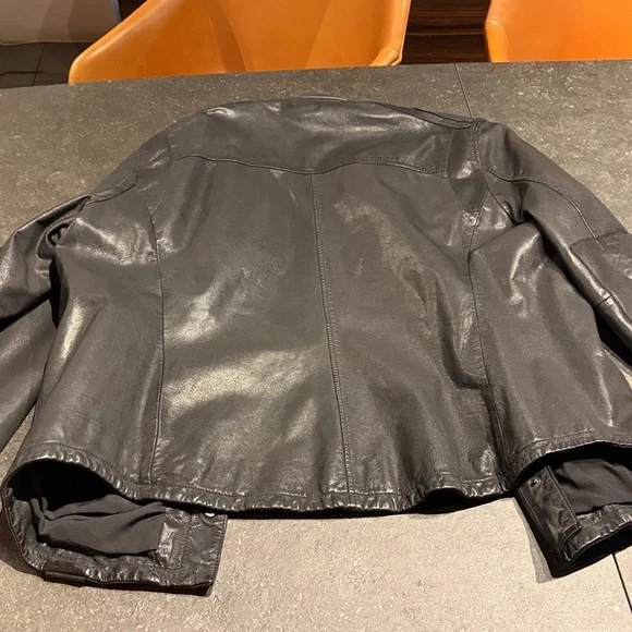 Men's All Saints Black Leather Shirt Jacket XXL - Picture 8 of 10